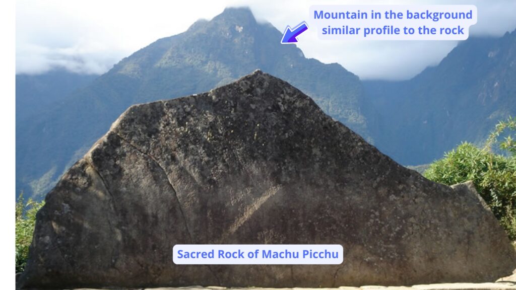 Sacred Rock replicating the profile of the mountain behind it